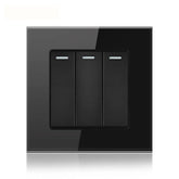 16AX 3-Gang 2-Way Light Switch - Tempered Glass - Black